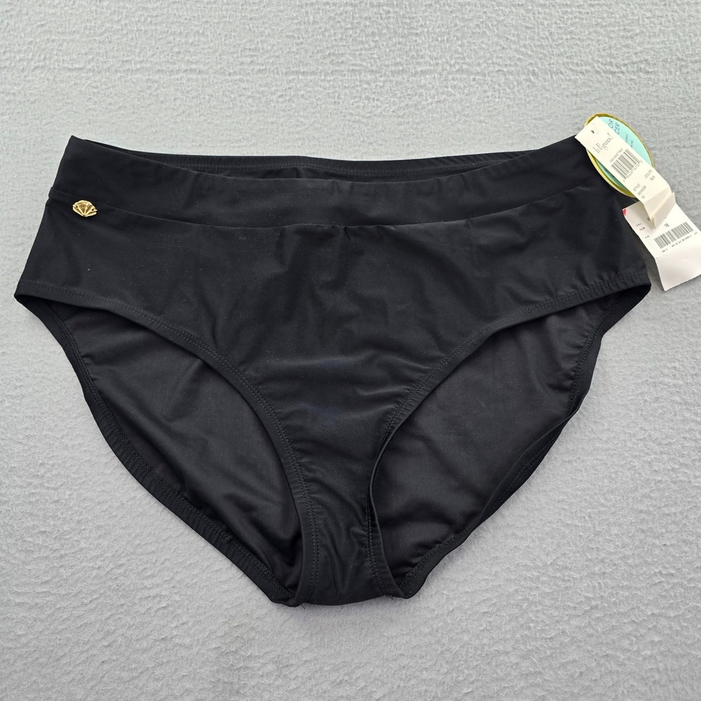 It Figures Tummy Thinner Swimsuit Panti Womens 16 Black High Waisted Bottom